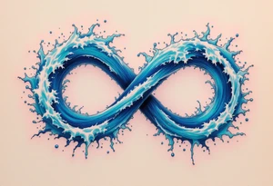 An infinity symbol composed of ocean waves, with vibrant deep blue and turquoise tones, evoking the power of nature. tattoo idea