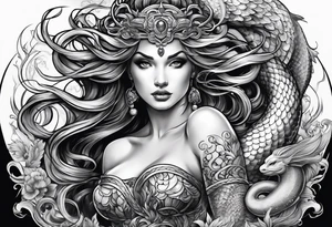 Medusa and mermaid tattoo idea