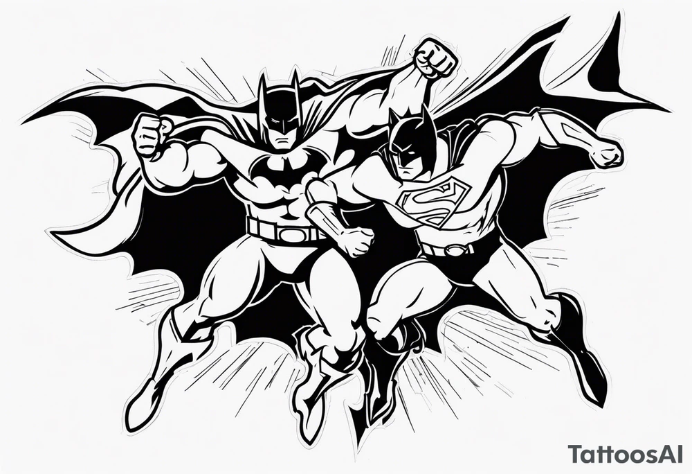 batman fighting superman tattoo idea