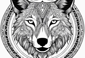 Forearm futuristic UAE and Philippines with Mandala theme design with moon and wolves tattoo idea