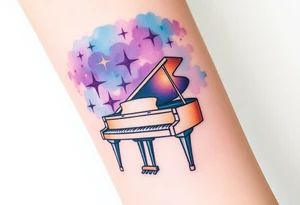 Grand piano under stars tattoo idea