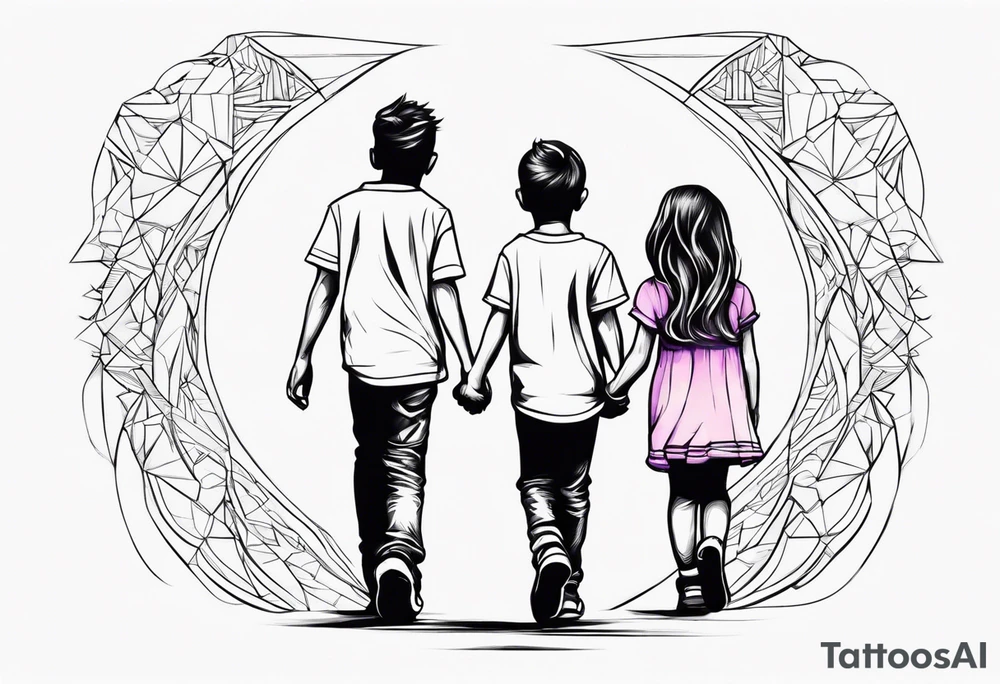 1 teen boy 1 teen girl 1 toddler girl walking holding hands tattoo idea