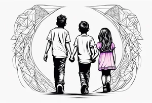 1 teen boy 1 teen girl 1 toddler girl walking holding hands tattoo idea