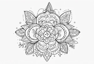 mexican fine line floral with stars, swirls, dots tattoo idea