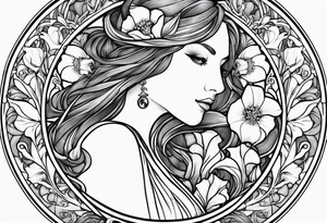 Fine line 
Circular Art nouveau foxglove tattoo idea