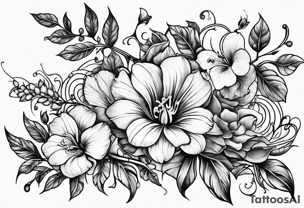 long flower vine tattoo idea