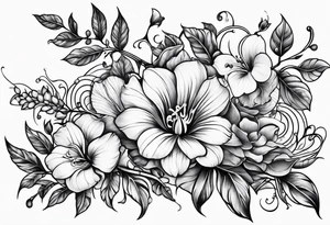 long flower vine tattoo idea