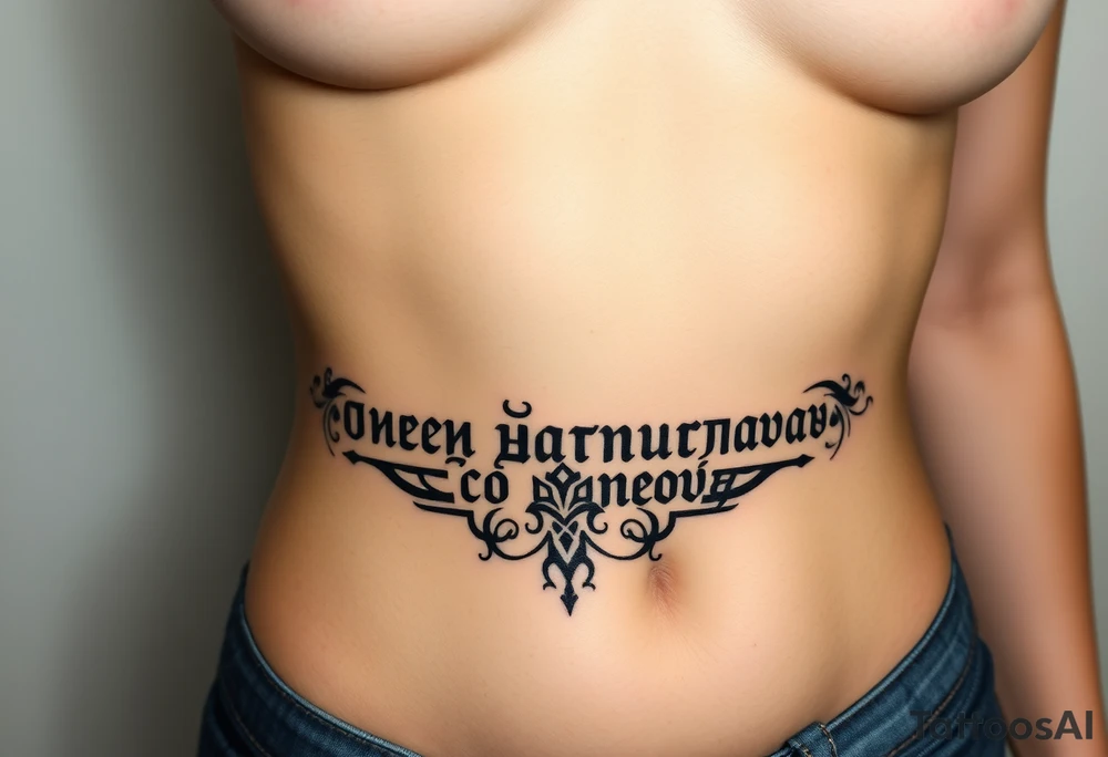 Inscription in Russian in Chthonic style
"Всё хуйня давай по новой" tattoo idea