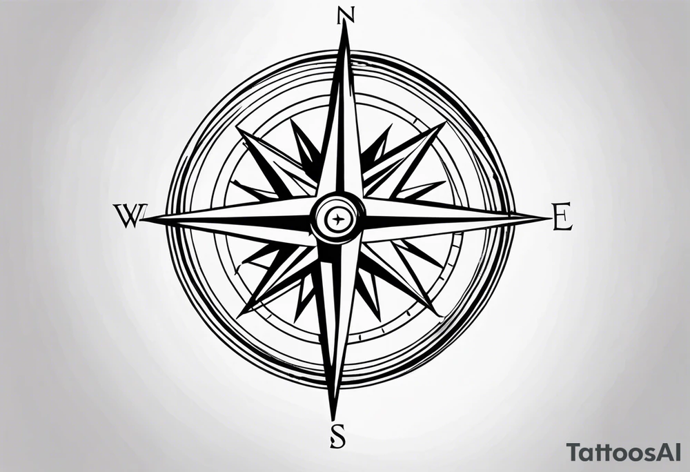 powerful majestic compass, close-up tattoo idea