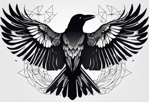 silhouette of a crow with half open wings tattoo idea