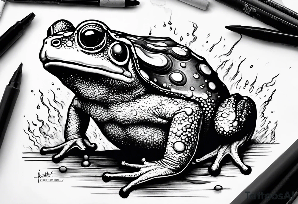 A toad in a thunderstorm tattoo idea