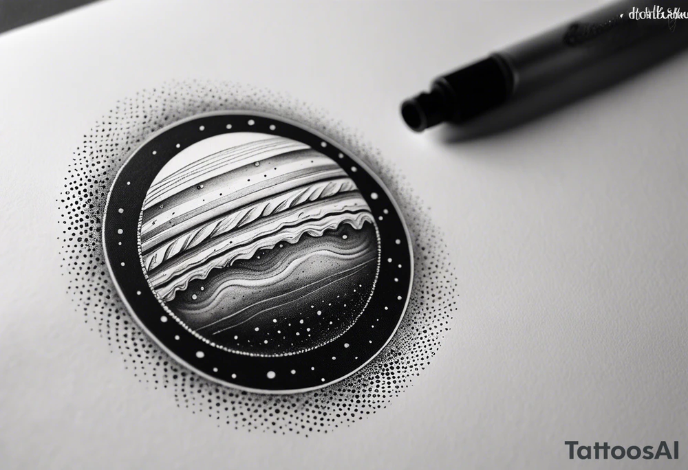 simple jupiter with ink dots tattoo idea