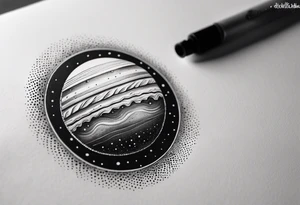 simple jupiter with ink dots tattoo idea