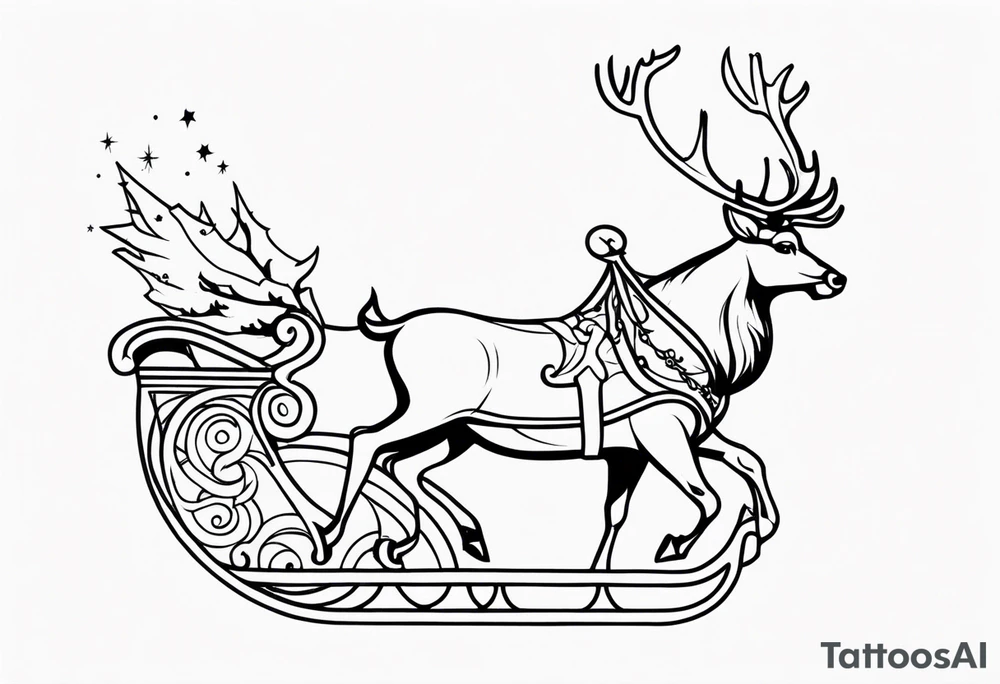 Santa Sleigh and Reindeer tattoo idea