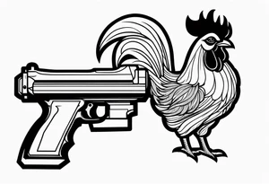 rooster cartoon holding big gun tattoo idea