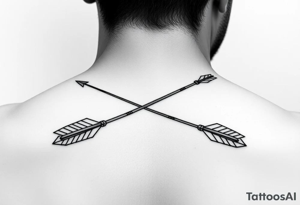2 bow arrows one arrow is to incorporate the name Cameron and the other arrow is to incorporate the name Connor tattoo idea