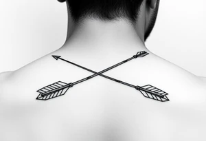 2 bow arrows one arrow is to incorporate the name Cameron and the other arrow is to incorporate the name Connor tattoo idea