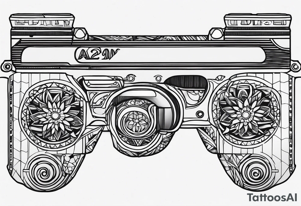 black outline of a 2023 m240 tattoo idea