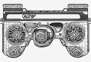 black outline of a 2023 m240 tattoo idea