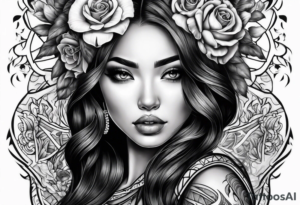 Chicano girl and skull tattoo idea