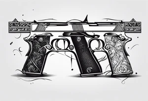 A murder scene of two guns man over the victims black siloets only tattoo idea