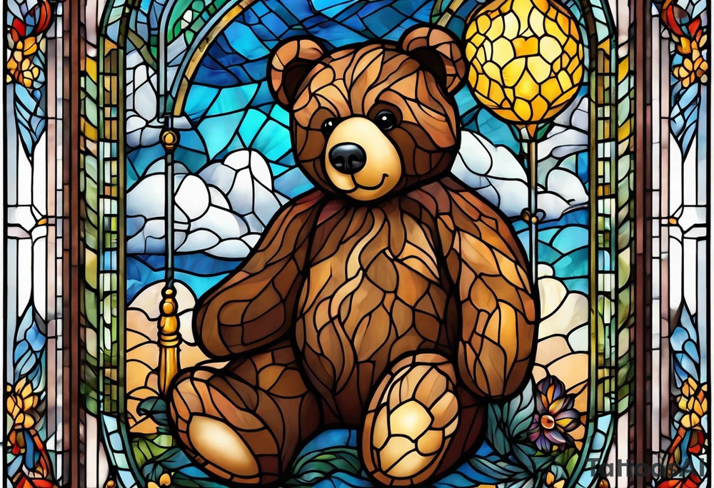 Teddy bear stain glass tattoo idea