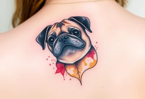 Small pug from behind tattoo idea