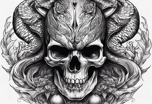 A Viper going through skull through the eye sockets and not morphing into the skull tattoo idea