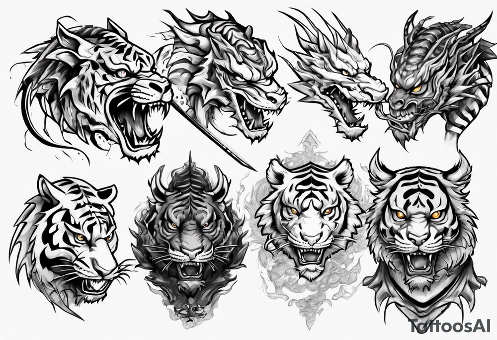 a game between tiger and dragon tattoo idea