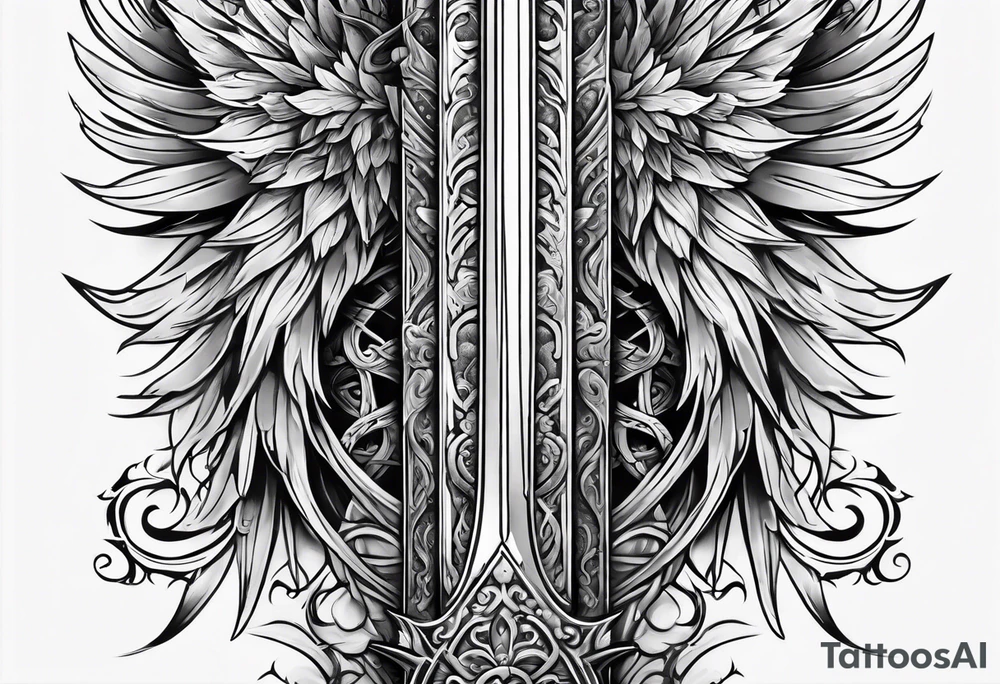 Swords down spine tattoo idea