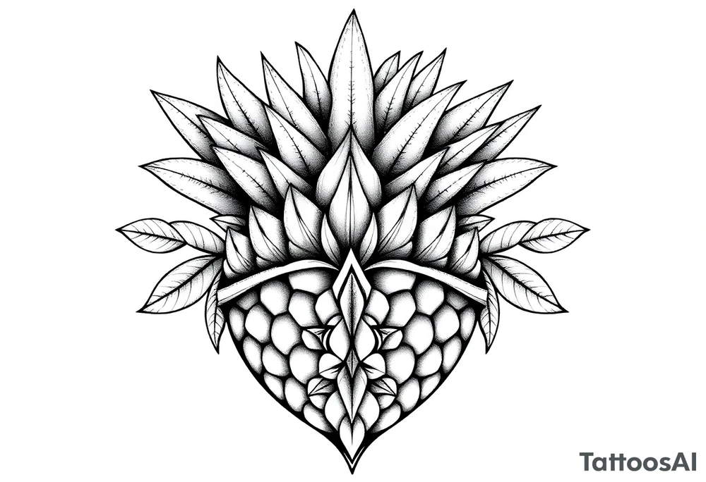 Bushy crown pineapple vagina, design to go over vagina , erotic vagina area design, anus to be at the bottom tattoo idea
