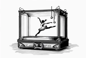 old music box with a floating ballerina tattoo idea