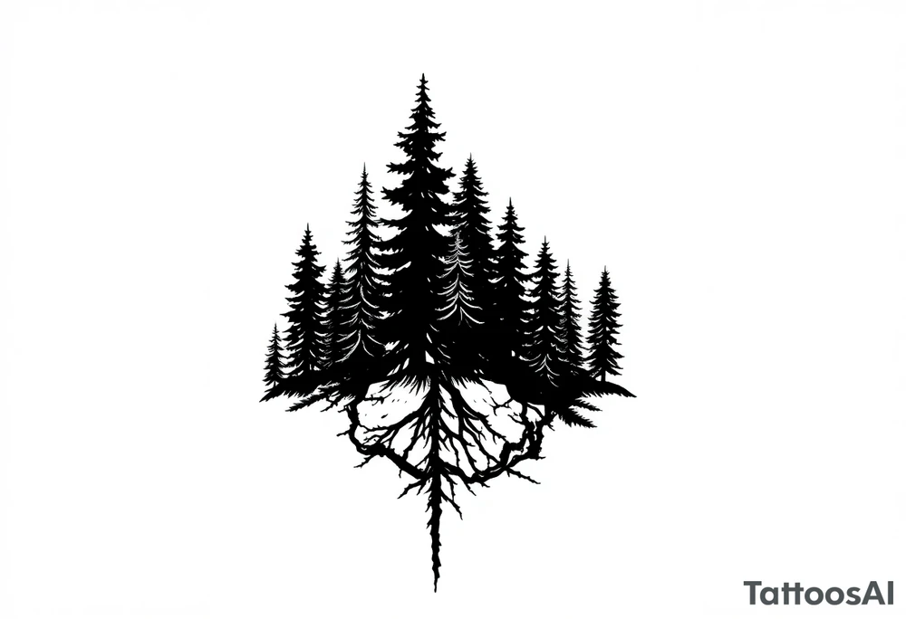 Coniferouse forest silhouette around the forearm a tattoo tattoo idea