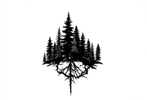 Coniferouse forest silhouette around the forearm a tattoo tattoo idea