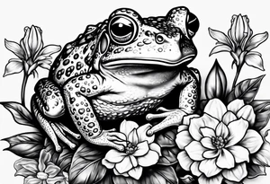 Toad hdimg flowers to go on a date tattoo idea