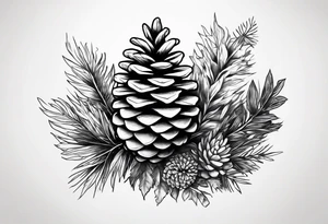Pine cone with forest growing on top of it tattoo idea