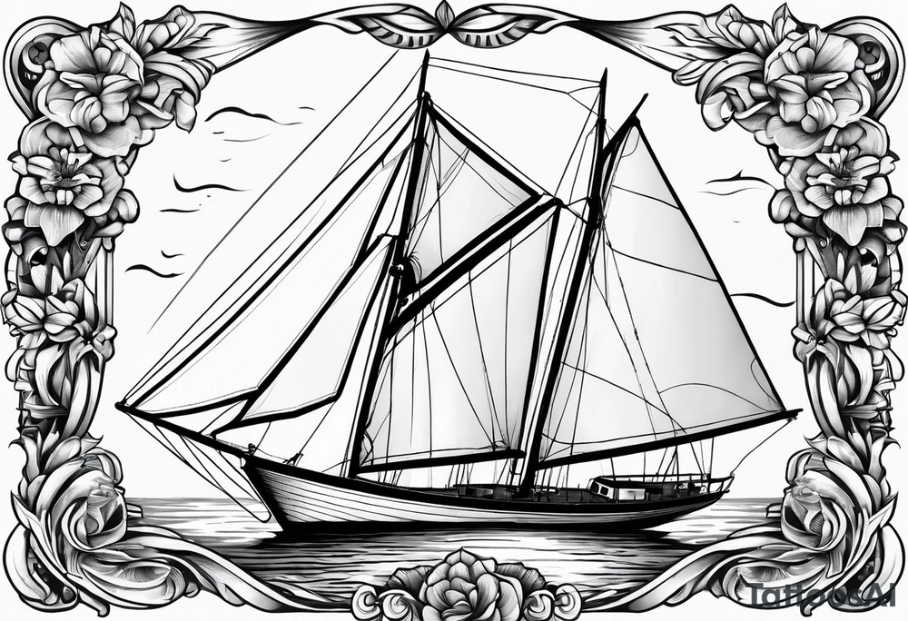 bow of a sailboat. tattoo idea