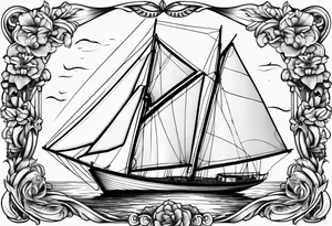bow of a sailboat. tattoo idea