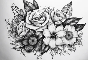 tattoo to represent that I have 3 children (girls). For inspiration I like flowers, the beach. Tattoo is for ribcage down side of body. I don't want images of women or girls in it tattoo idea