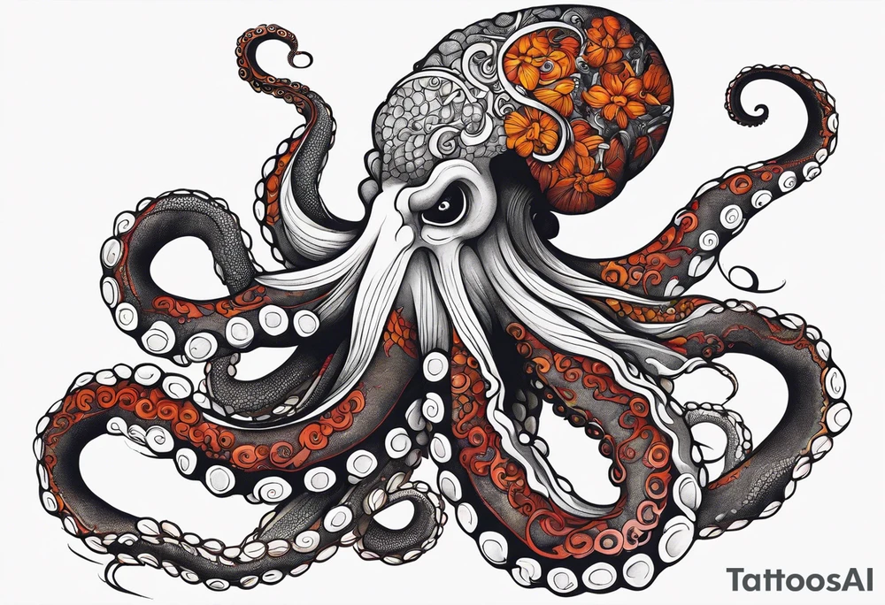 Octopus around human lungs tattoo idea