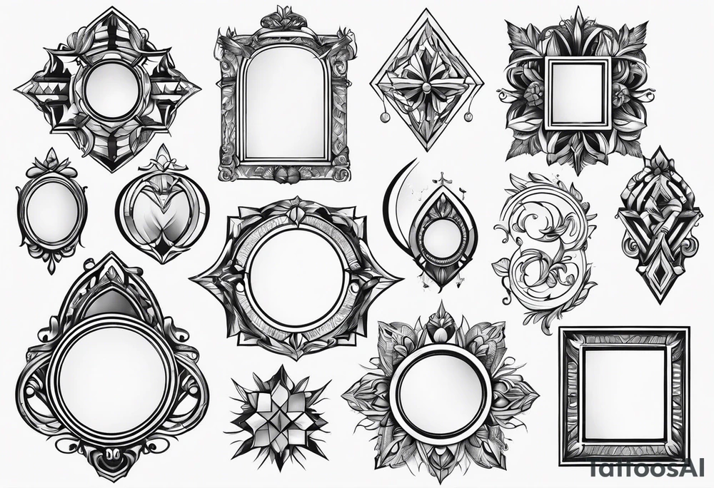 Variety of mirrors frames flash sheet tattoo idea