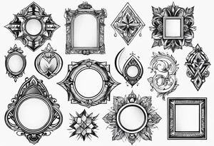 Variety of mirrors frames flash sheet tattoo idea