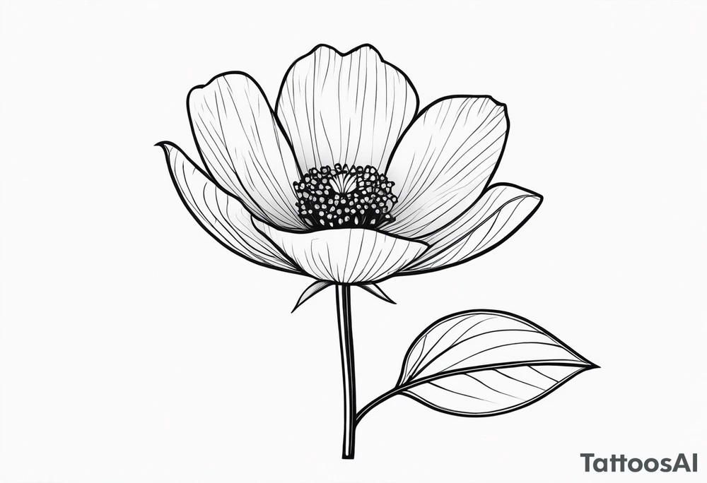 one very simple and no detailed waratha flower with stem in black and white, fine-line, very minimalistic, only a few lines tattoo idea