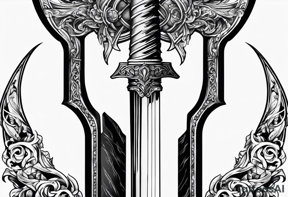 Valhalla gates sword  axe tattoo idea