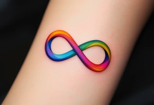 A rainbow-colored infinity symbol reflects the limitless nature of freedom. tattoo idea