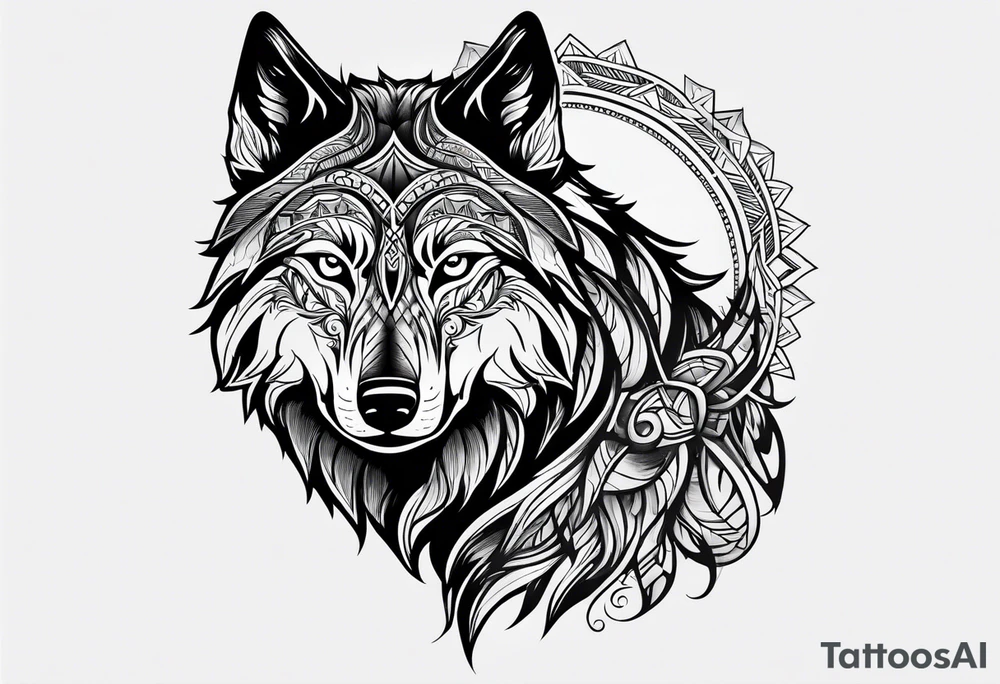 black wolf tribal tattoo idea
