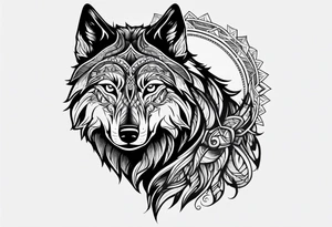 black wolf tribal tattoo idea