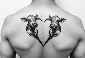 2 mini cows in the shape of a heart tattoo idea