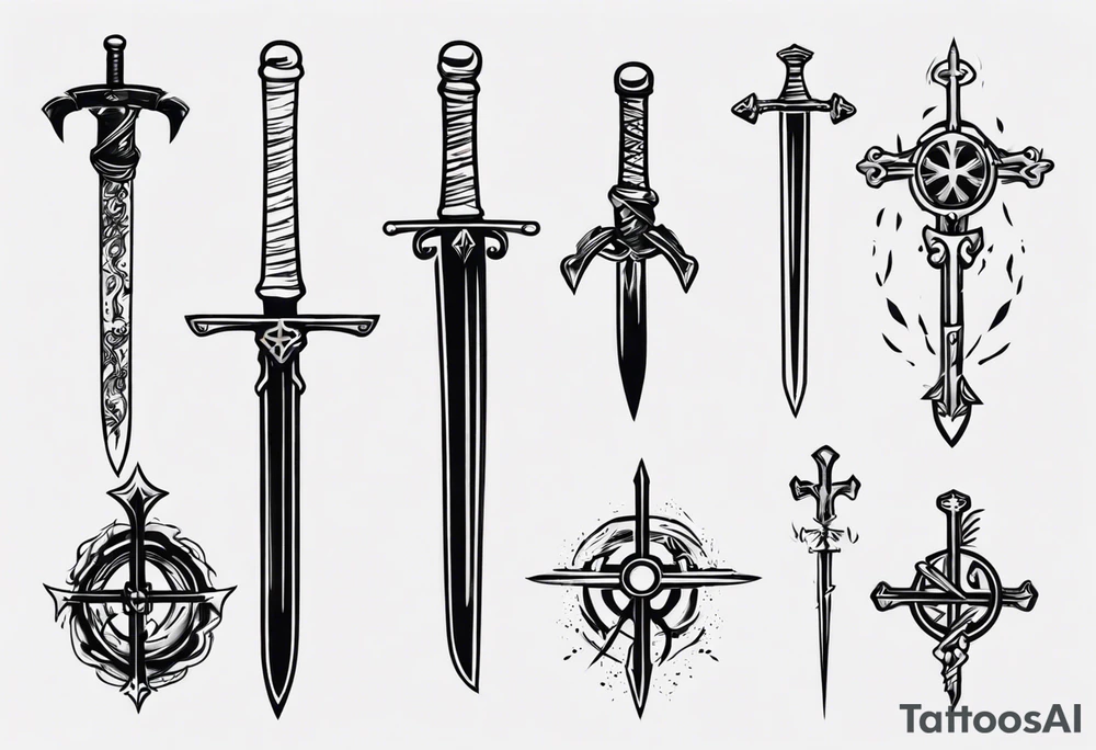 Swords and cross tattoo idea
