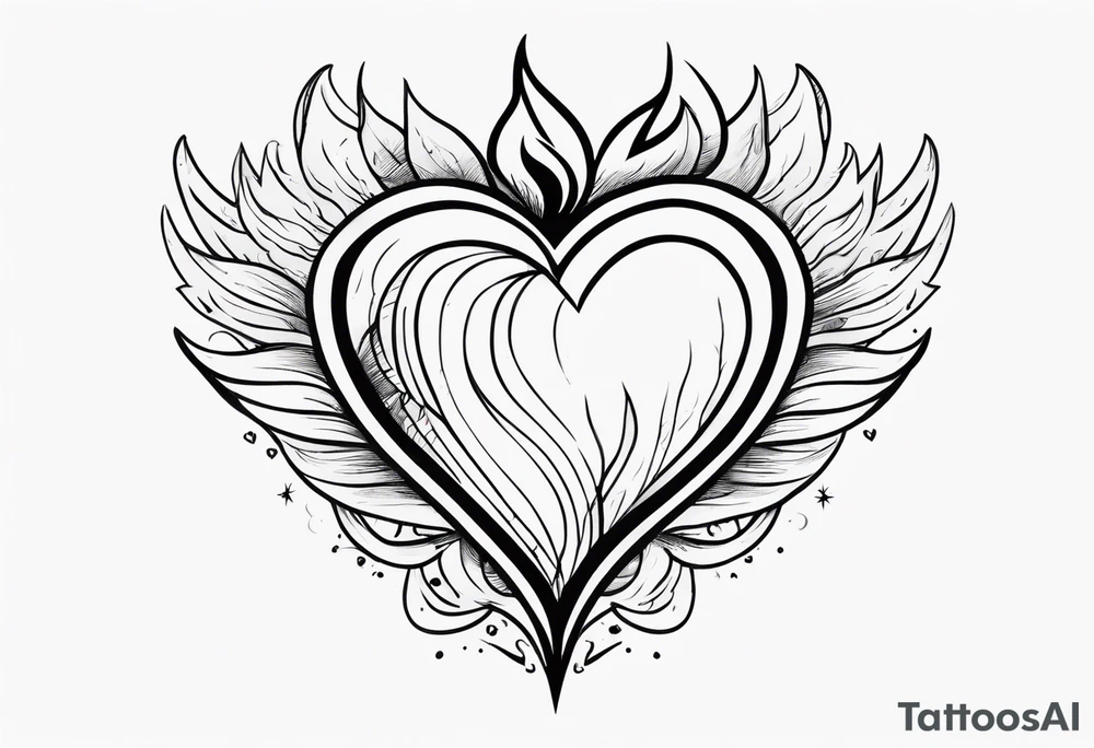 Heart on fire tattoo idea